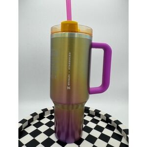 NEW Summer Starbucks x Stanley Summer 2024 Collab 40 Oz Tumbler Gold Pink